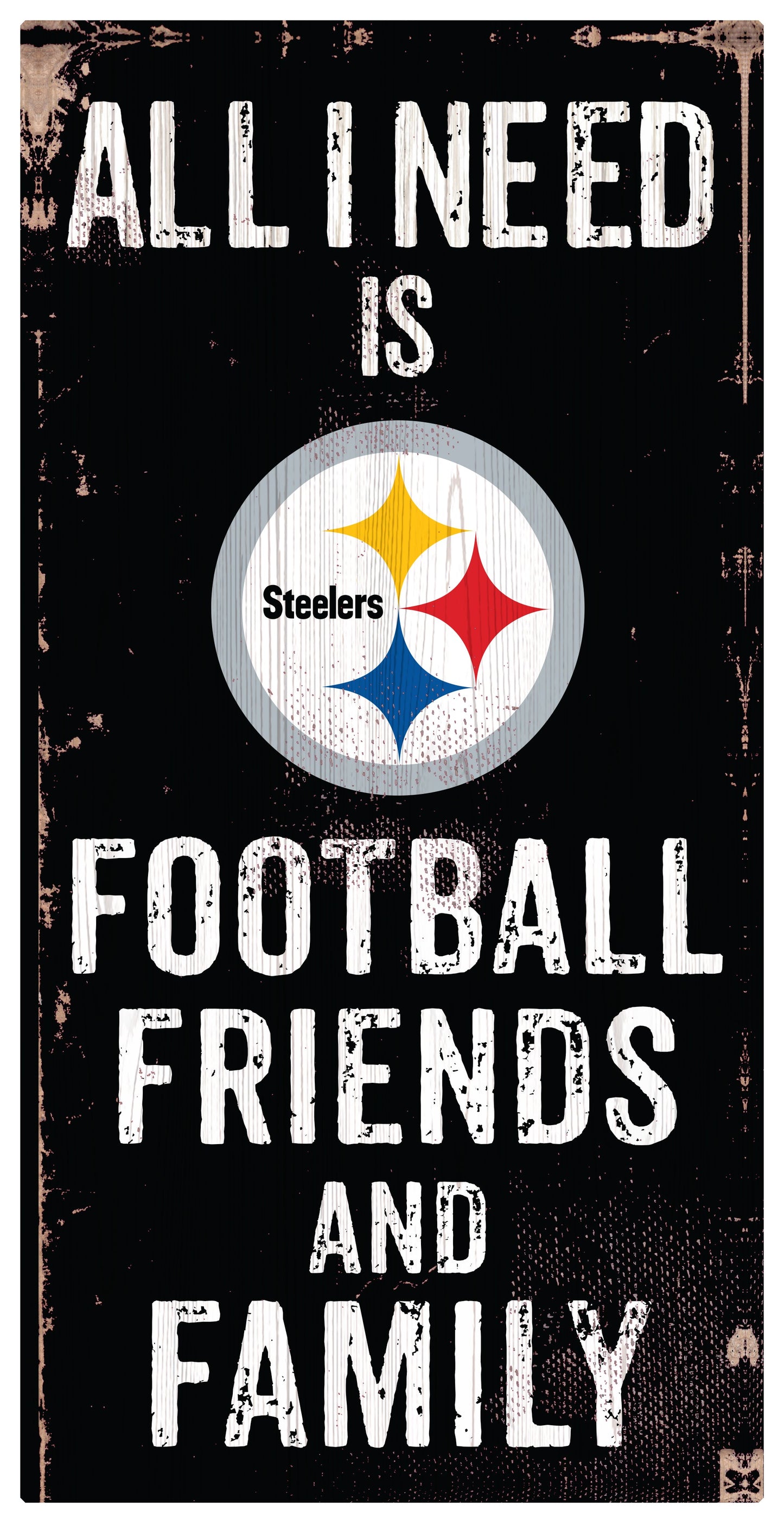 Pittsburgh Steelers Football, Friends, & Family Wood Sign