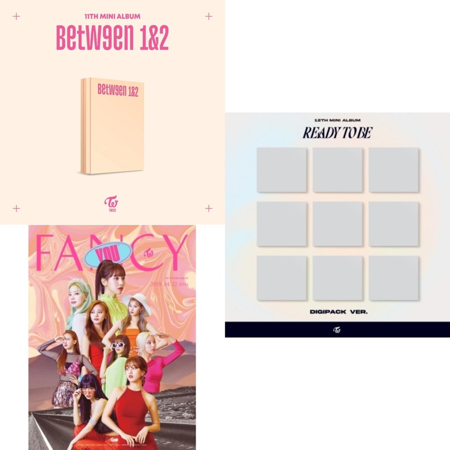 Twice - Between 1&2 (Archive Version) & Fancy You (7Th Album) & Ready To Be (12Th Mini Album) Digipack Version - CD Bundle