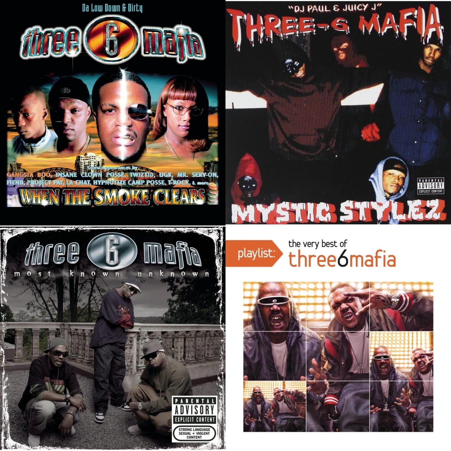 Three 6 Mafia - When The Smoke Clears & Mystic Stylez & Most Known Unknown (Revised Edition) & Playlist: Very Best Of Three 6 Mafia - CD Bundle