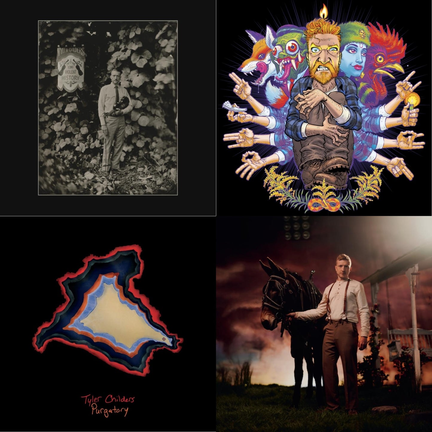Tyler Childers - Country Squire (150G/Dl Code) & Long Violent History (140G/Insert) & Rustin In The Rain & Purgatory - LP Vinyl Bundle