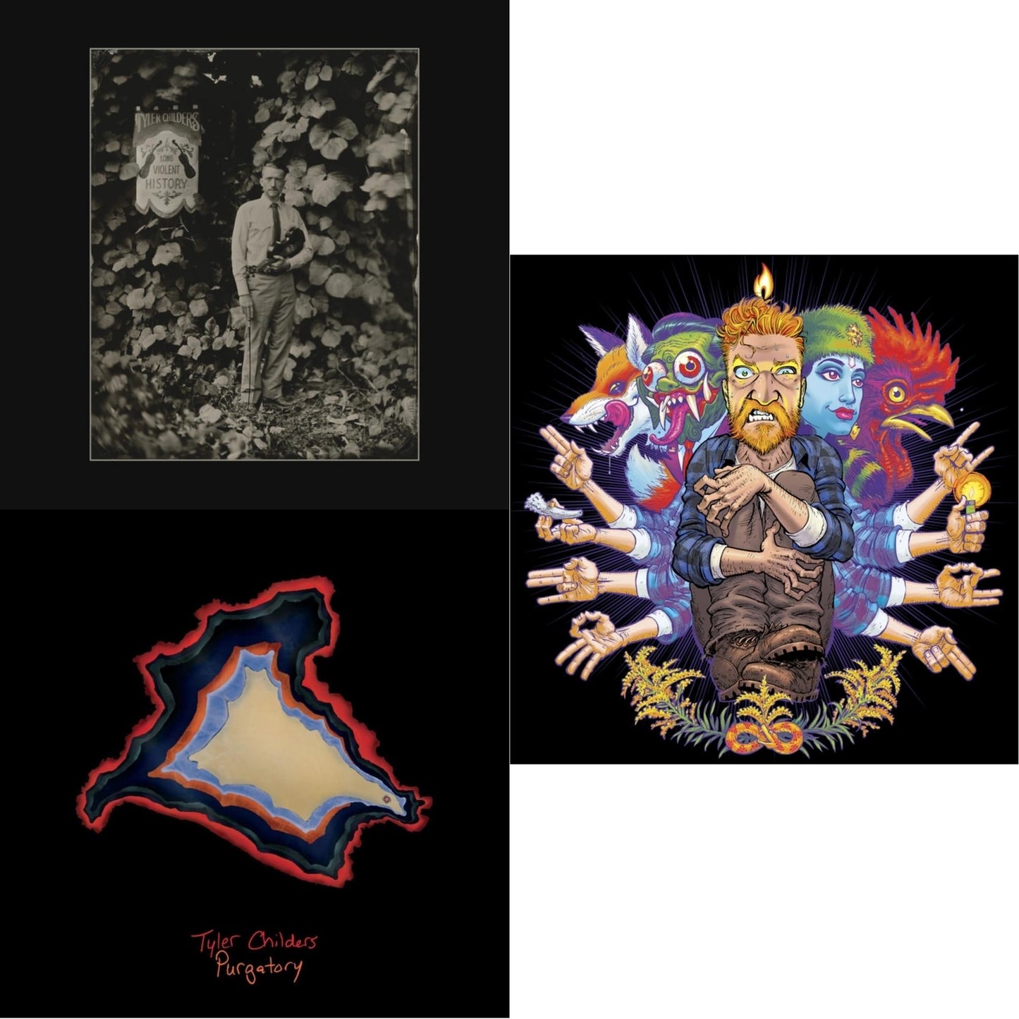 Tyler Childers - Long Violent History (140G/Insert) & Purgatory & Country Squire (150G/Dl Code) - LP Vinyl Bundle