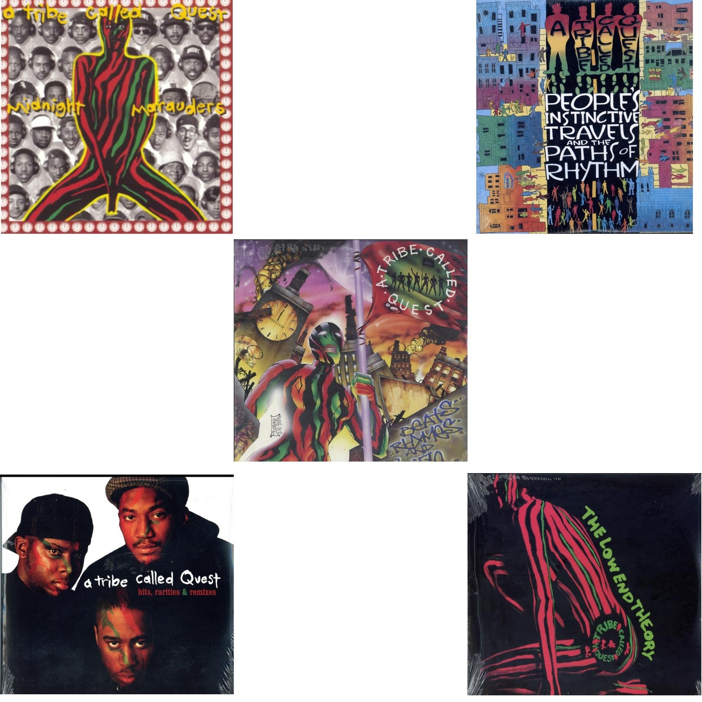 Tribe Called Quest - Peoples Instinctive Travels & Paths Of Rhythm & Low End Theory & Midnight Marauders & Beats Rhymes & Life & Hits, Rarities & Remixes - LP Vinyl Bundle