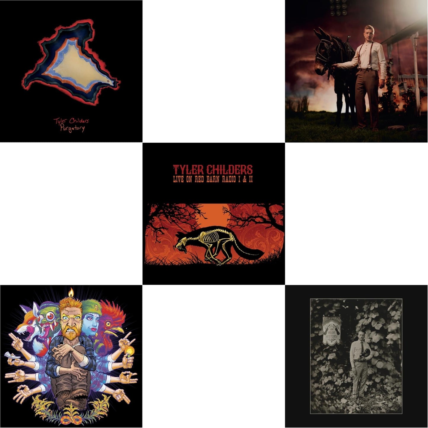 Tyler Childers - Country Squire (150G/Dl Code) & Long Violent History (140G/Insert) & Rustin In The Rain & Live On Red Barn Radio I & Ii & Purgatory - LP Vinyl Bundle