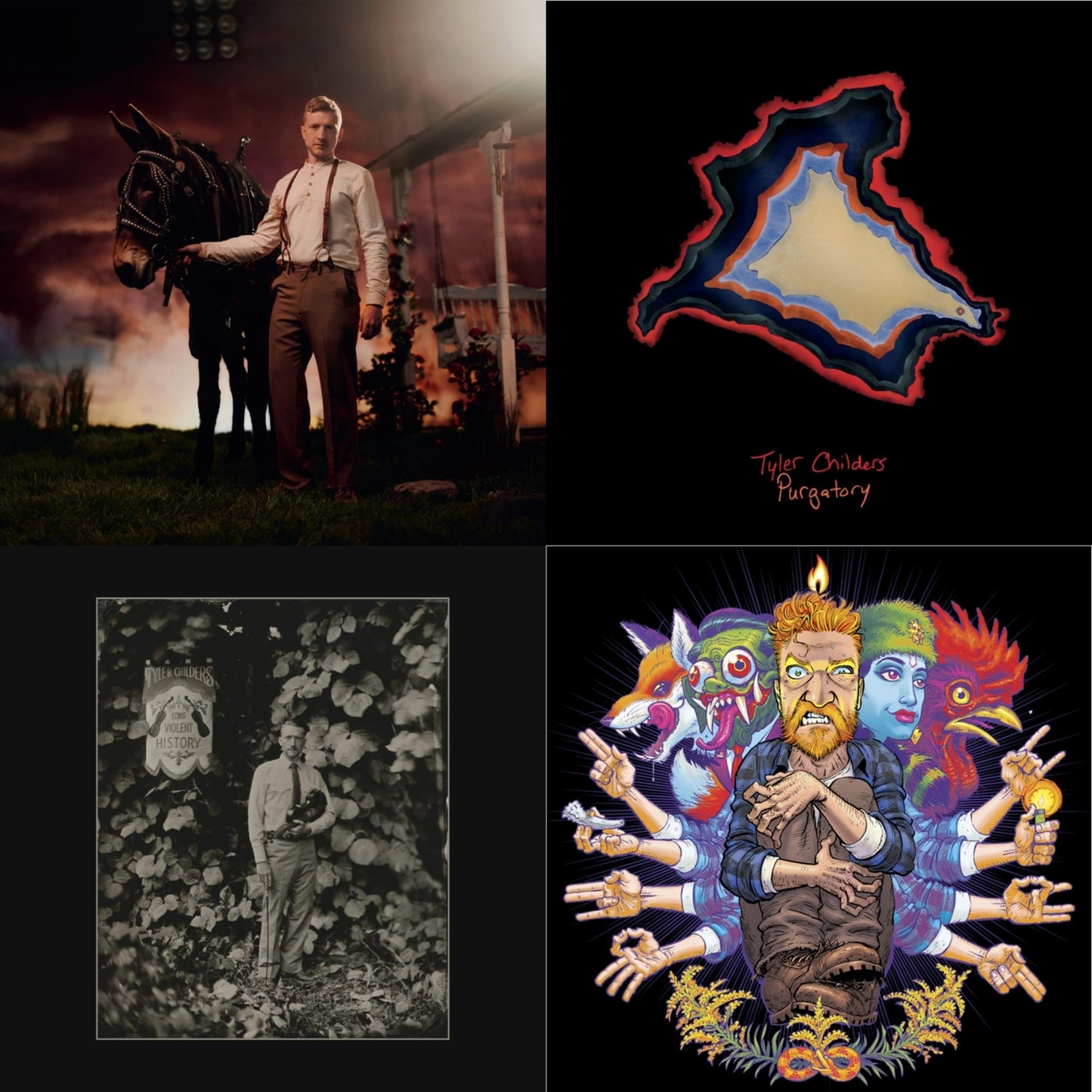 Tyler Childers - Country Squire (150G/Dl Code) & Long Violent History (140G/Insert) & Rustin In The Rain & Purgatory - LP Vinyl Bundle