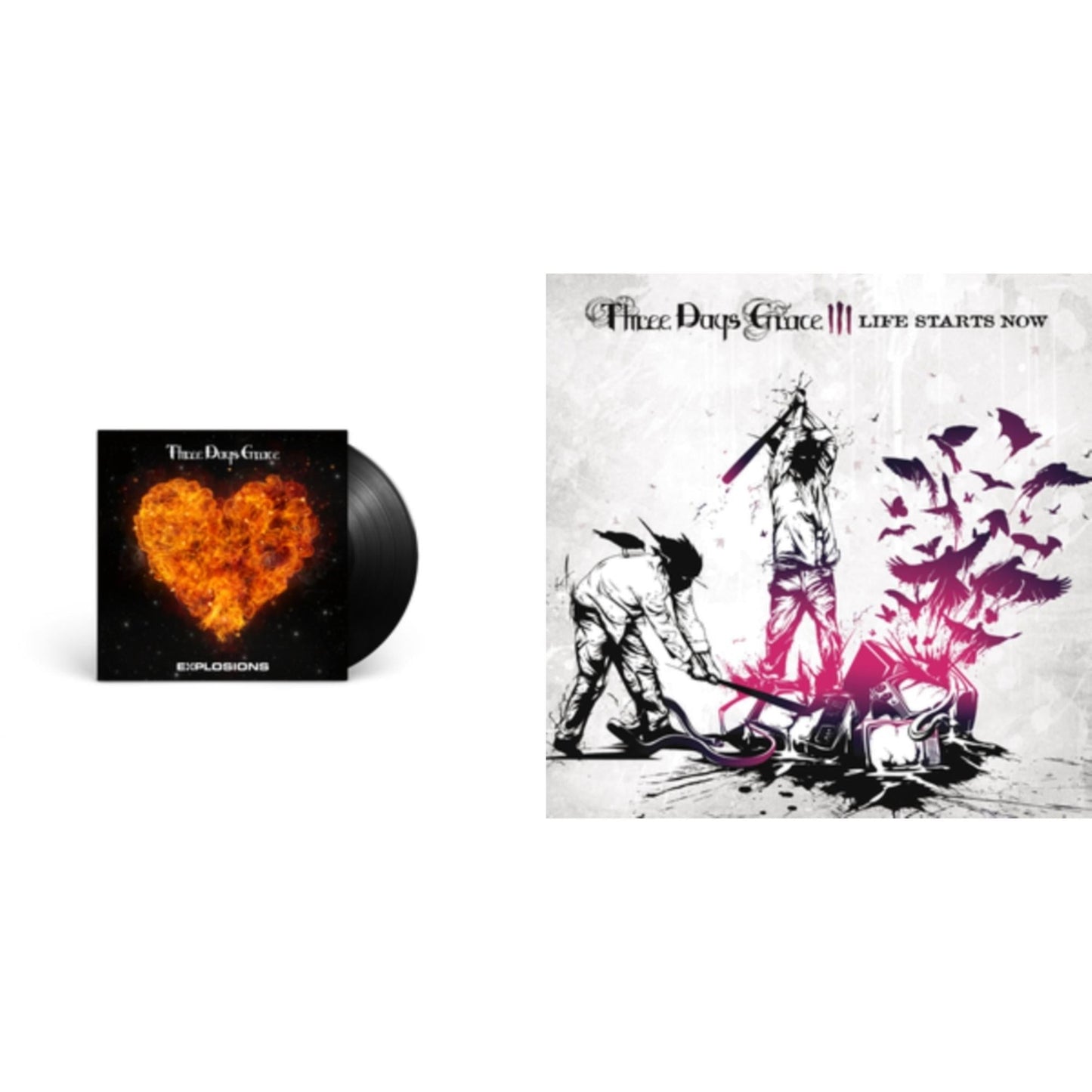 Three Days Grace - Explosions (140G) & Life Starts Now (150G) - LP Vinyl Bundle