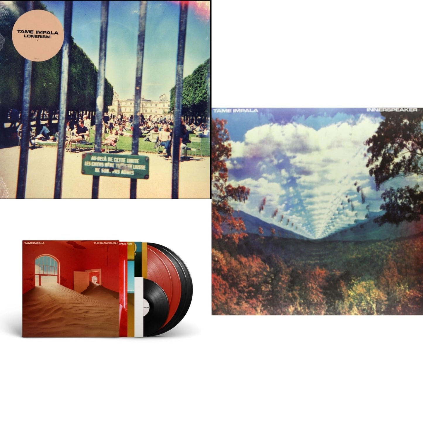 Tame Impala - Lonerism & Slow Rush (Deluxe/2-Transparent Red LP Vinyl/3-Black LP Vinyl) & Innerspeaker