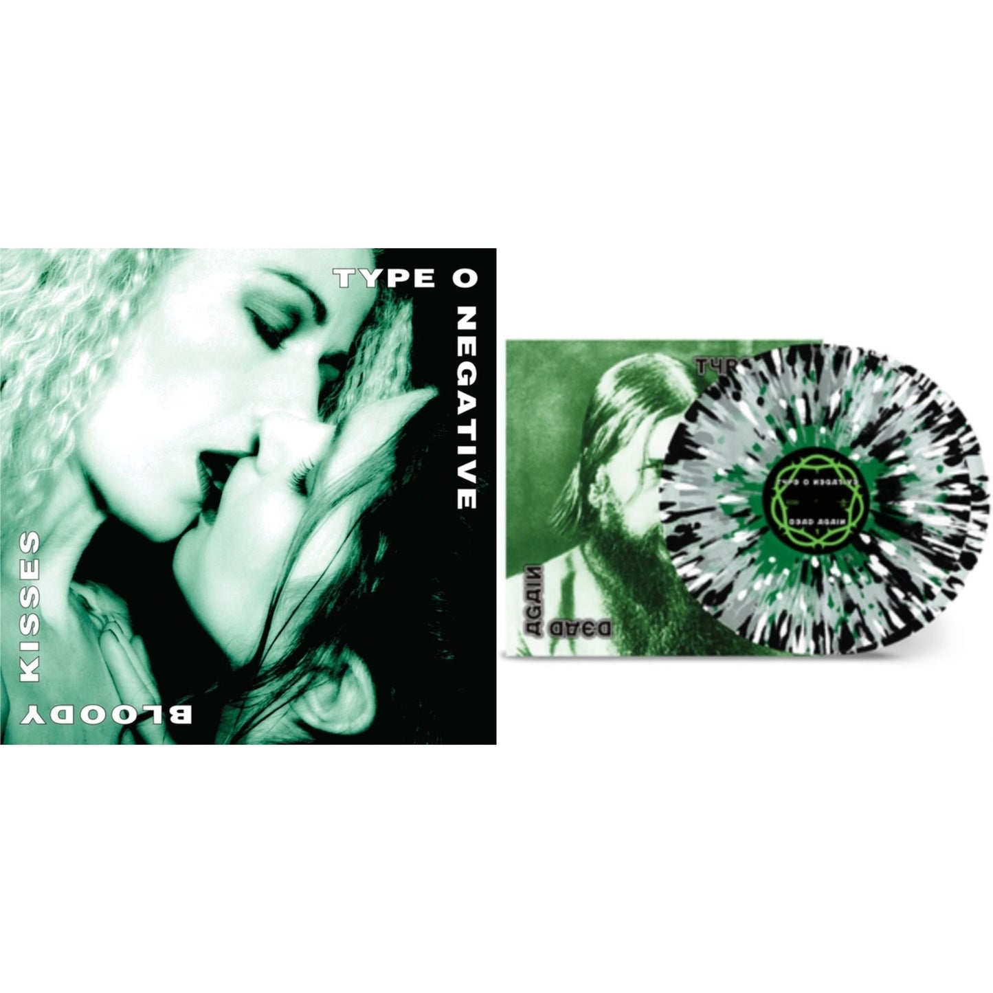 Type O Negative - Bloody Kisses: Suspended In Dusk (2LP/Green/Black Vinyl) & Dead Again (2LP/Clear/Green/White/Black Splatter Vinyl)