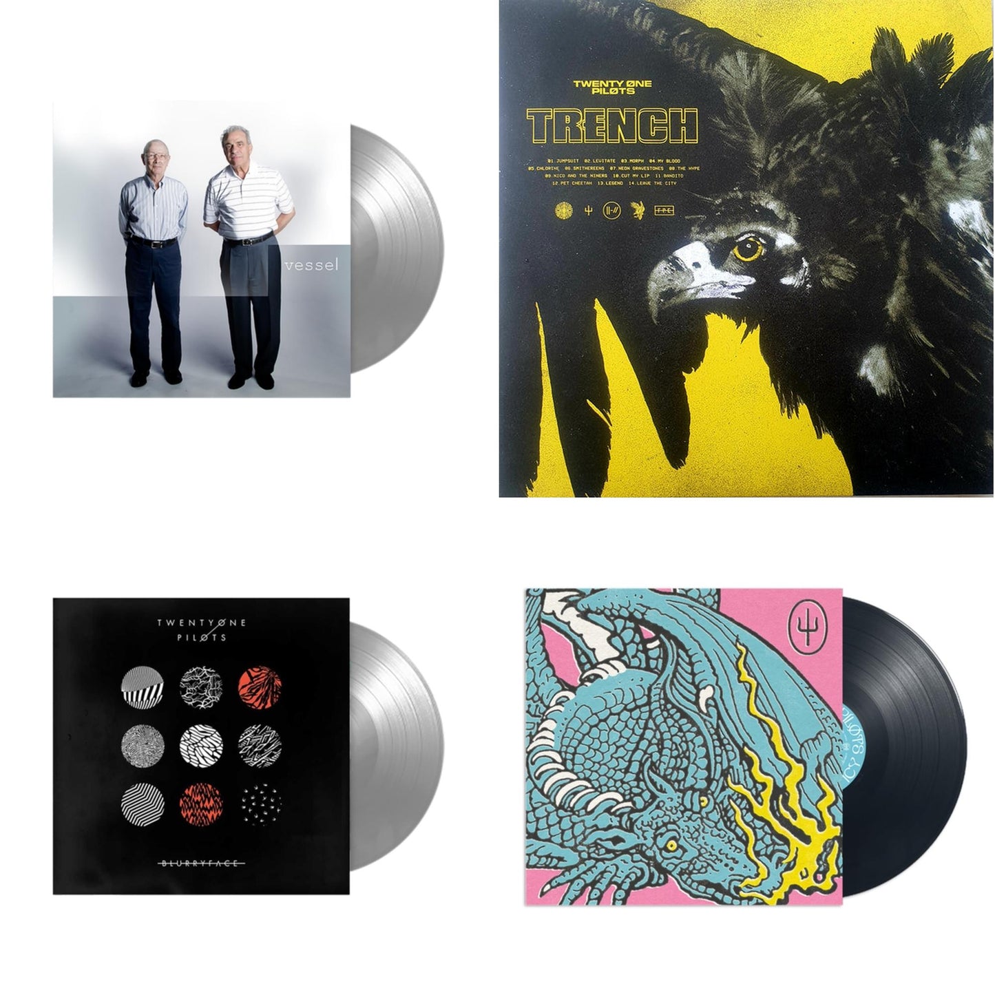 Twenty One Pilots - Scaled & Icy & Blurryface (Silver LP Vinyl Fbr Anniversary) & Vessel (Fbr 25Th Anniversary/Silver LP Vinyl) & Trench (2LP/Dl Code)