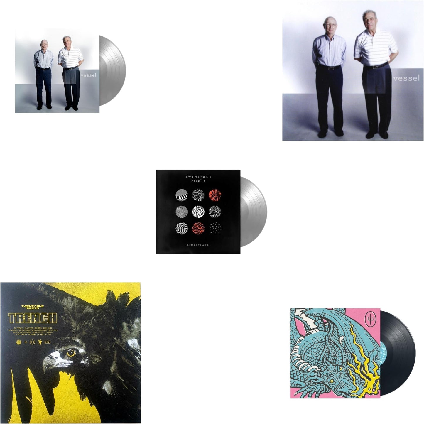 Twenty One Pilots - Scaled & Icy & Blurryface (Silver LP Vinyl Fbr Anniversary) & Vessel (Fbr 25Th Anniversary/Silver LP Vinyl) & Trench (2LP/Dl Code) & Vessel