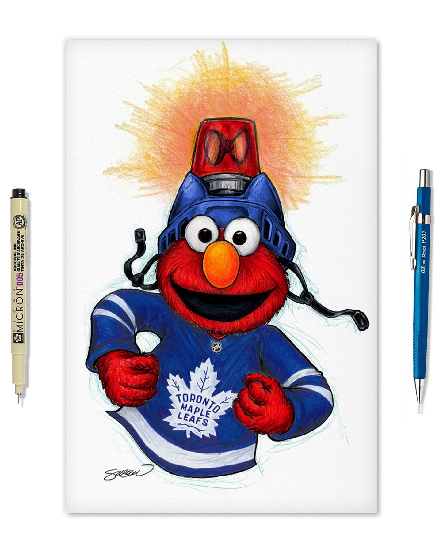 Elmo Loves Goals! x NHL Maple Leafs Limited Edition Art Print