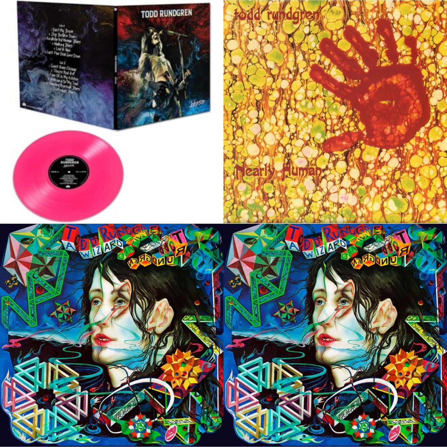 Todd Rundgren - Nearly Human (180G/Translucent Yellow LP Vinyl/Limited Tour Edition) & Wizard A True Star (Turquoise Blue Vinyl/Limited/2LP/Tour Edition/Gatefold Cover/180G) & Wizard A True Star (Transparent Magenta Vinyl/Limited/2LP/Tour