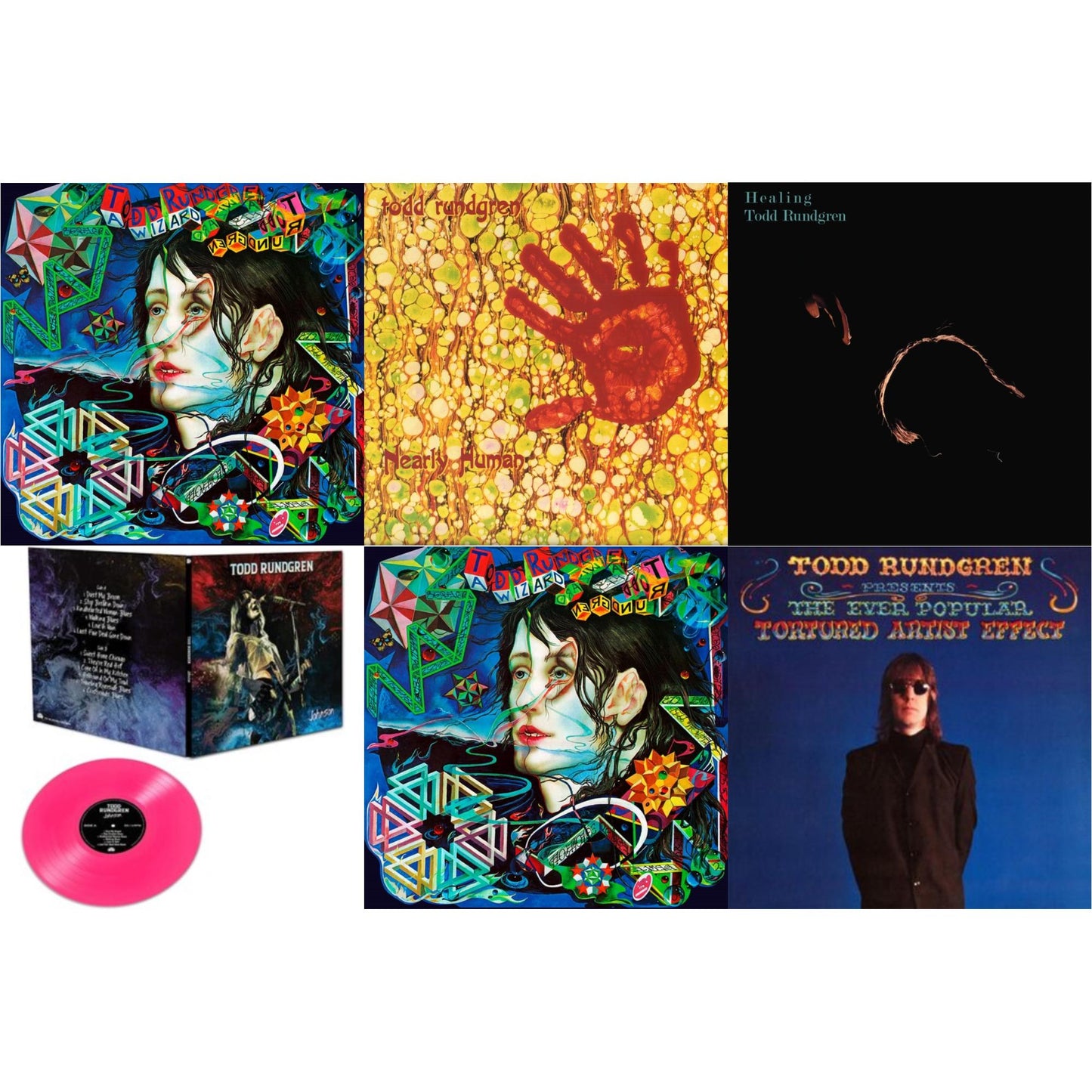 Todd Rundgren - Wizard A True Star (Turquoise Blue Vinyl/Limited/2LP/Tour Edition/Gatefold Cover/180G) & Nearly Human (180G/Translucent Yellow LP Vinyl/Limited Tour Edition) & Healing (Clear LP Vinyl/Translucent Blue 7Inch) & Johnson (Pink LP Vinyl)