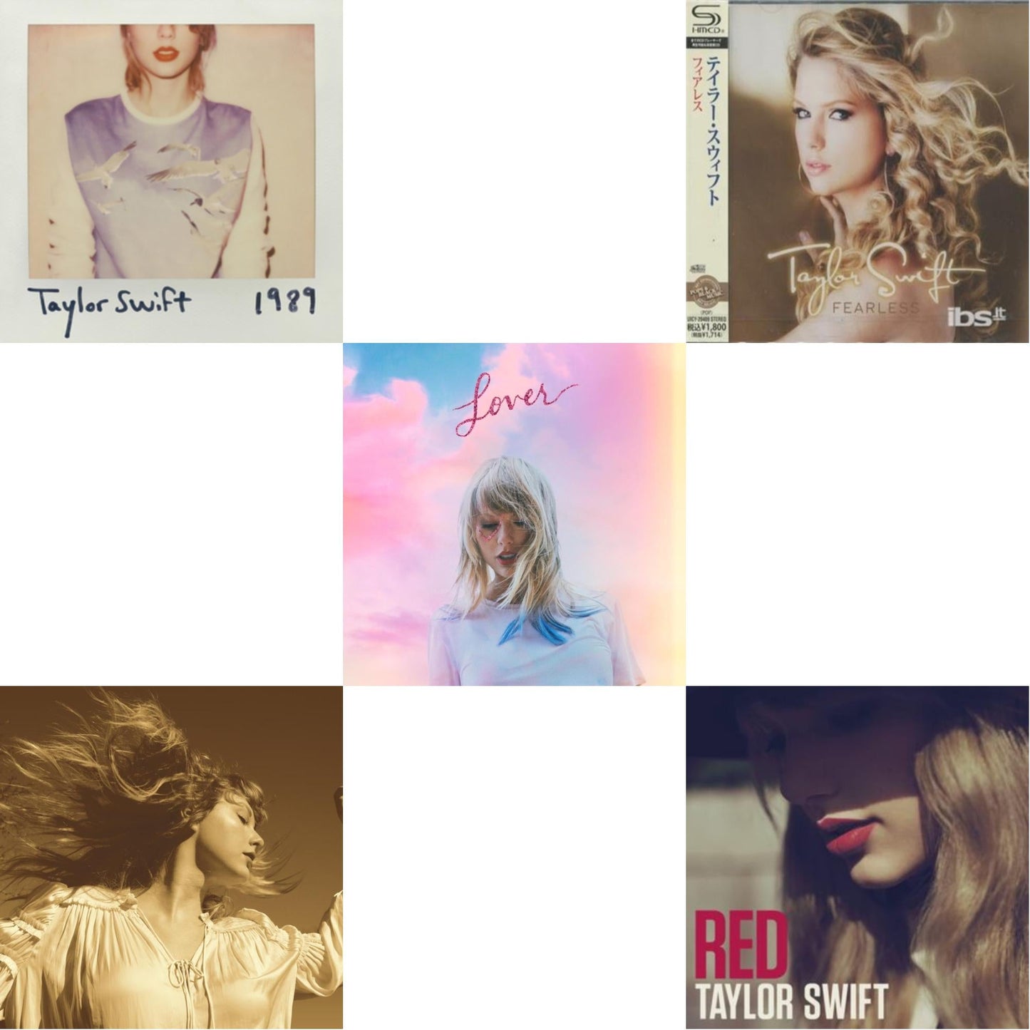 Taylor Swift - Fearless & Fearless (Taylor's Version) (2CD) & Red & 1989 & Lover (Deluxe) (Version 1)