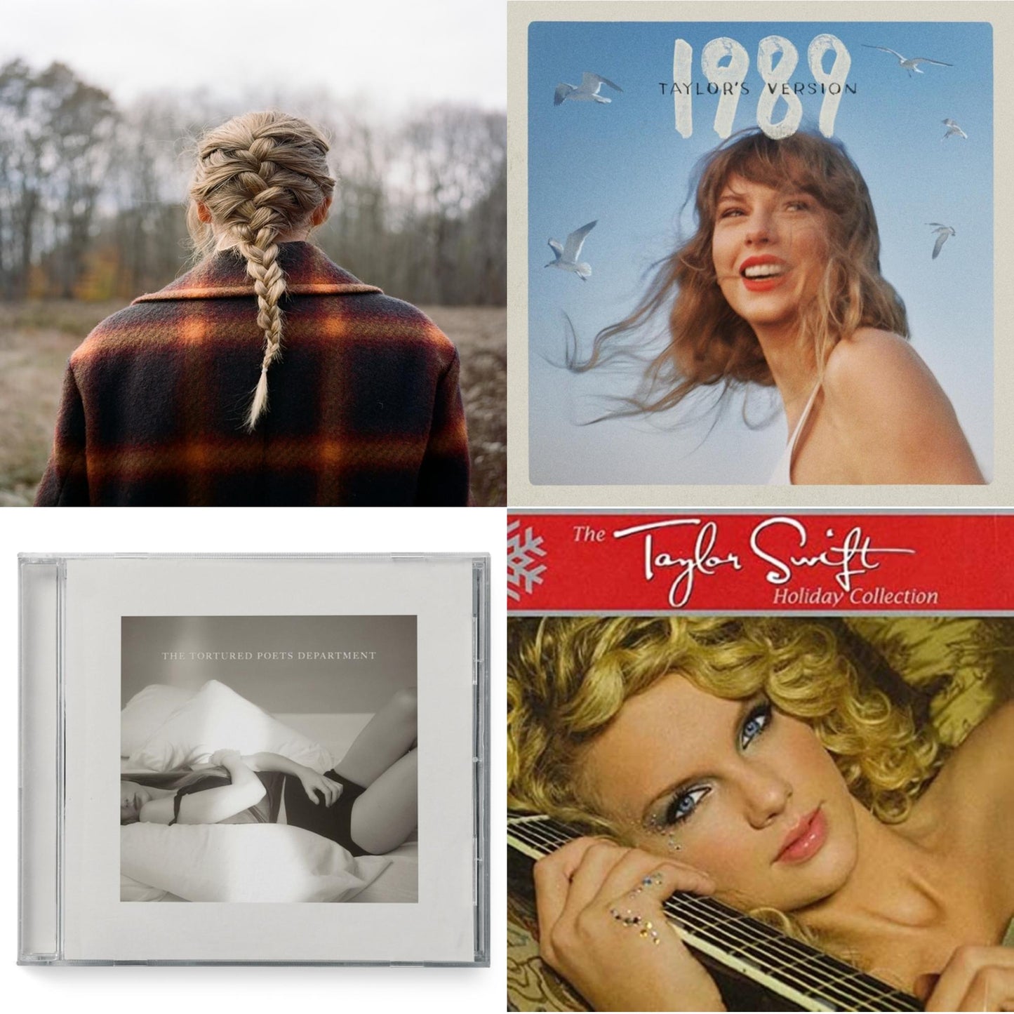 Taylor Swift - Evermore (Edited) & 1989 (Taylor's Version) & Tortured Poets Department (X) (Manuscript- Bonus Track) & Holiday Collection - CD Bundle