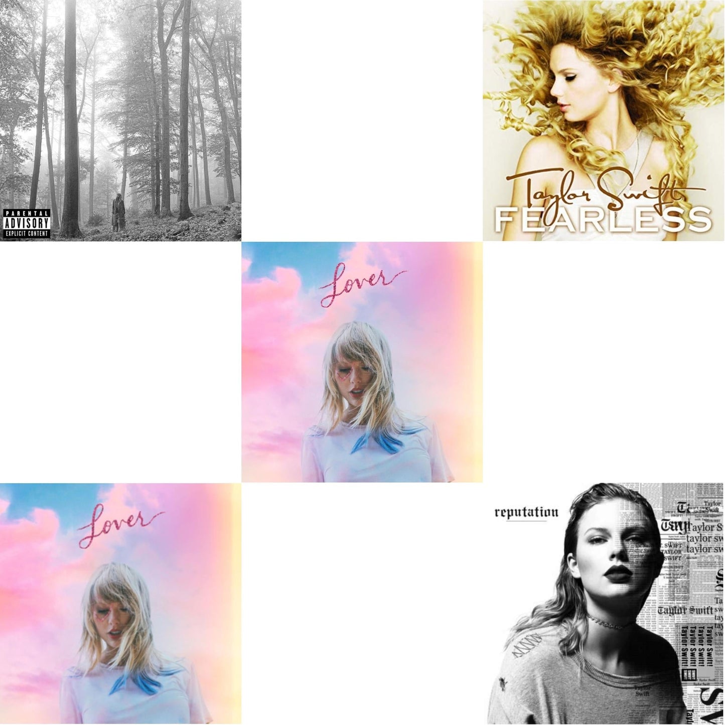 Taylor Swift - Folklore (X) & Lover (Deluxe) (Version 2) & Lover & Fearless & Reputation - CD Bundle