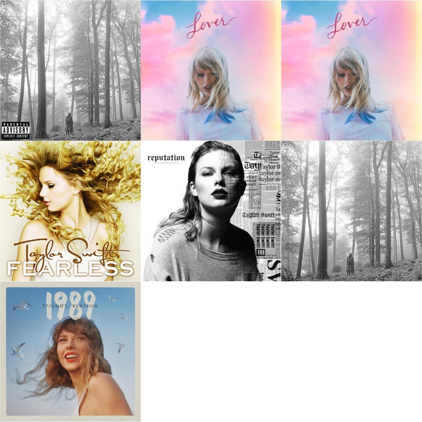 Taylor Swift - Folklore (Edited) & Folklore (X) & 1989 (Taylor's Version) & Lover (Deluxe) (Version 2) & Lover & Fearless & Reputation - CD Bundle