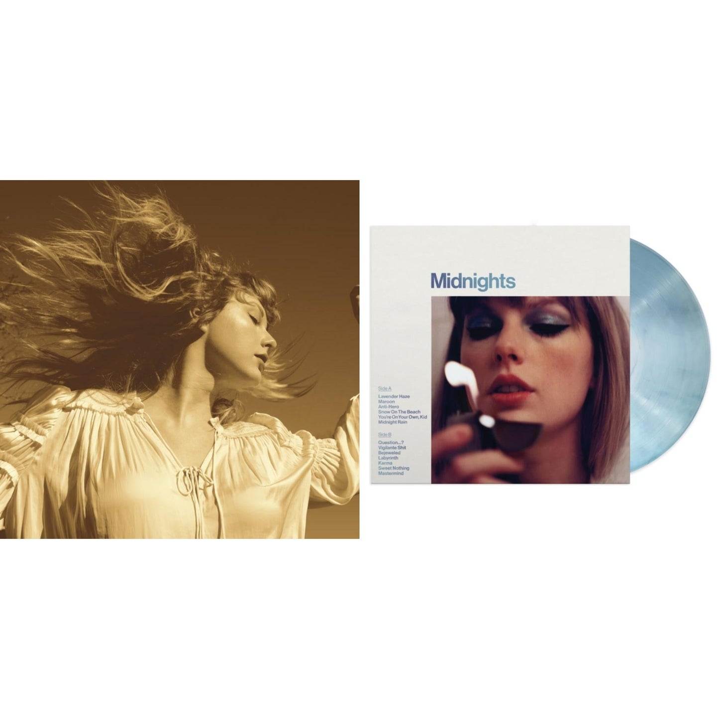 Taylor Swift - Fearless (Taylor's Version) (Gold Vinyl/3LP) & Midnights (X) (Moonstone Blue LP Vinyl)