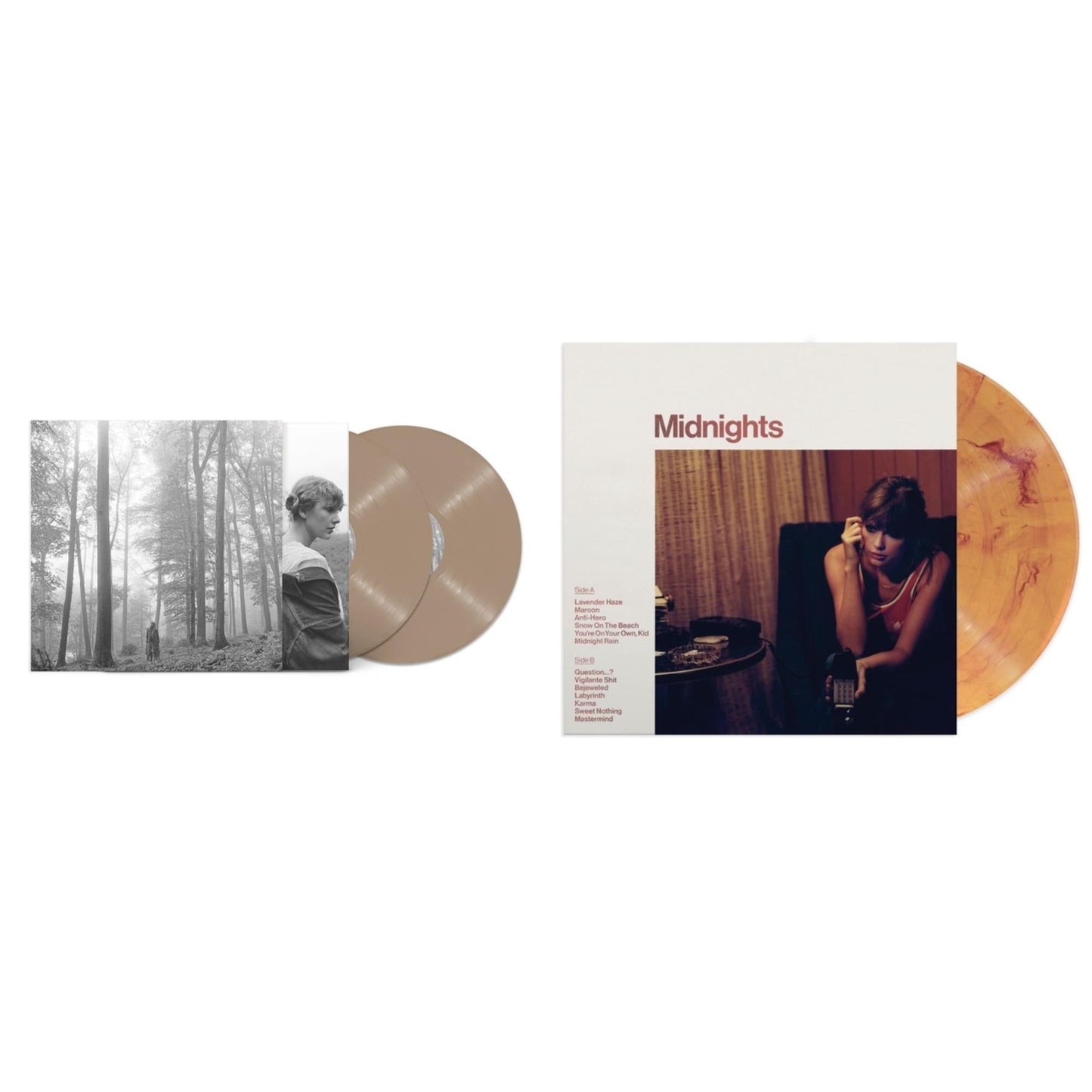 Taylor Swift - Folklore (X) (Beige Vinyl/2LP) & Midnights (X) (Blood Moon LP Vinyl)