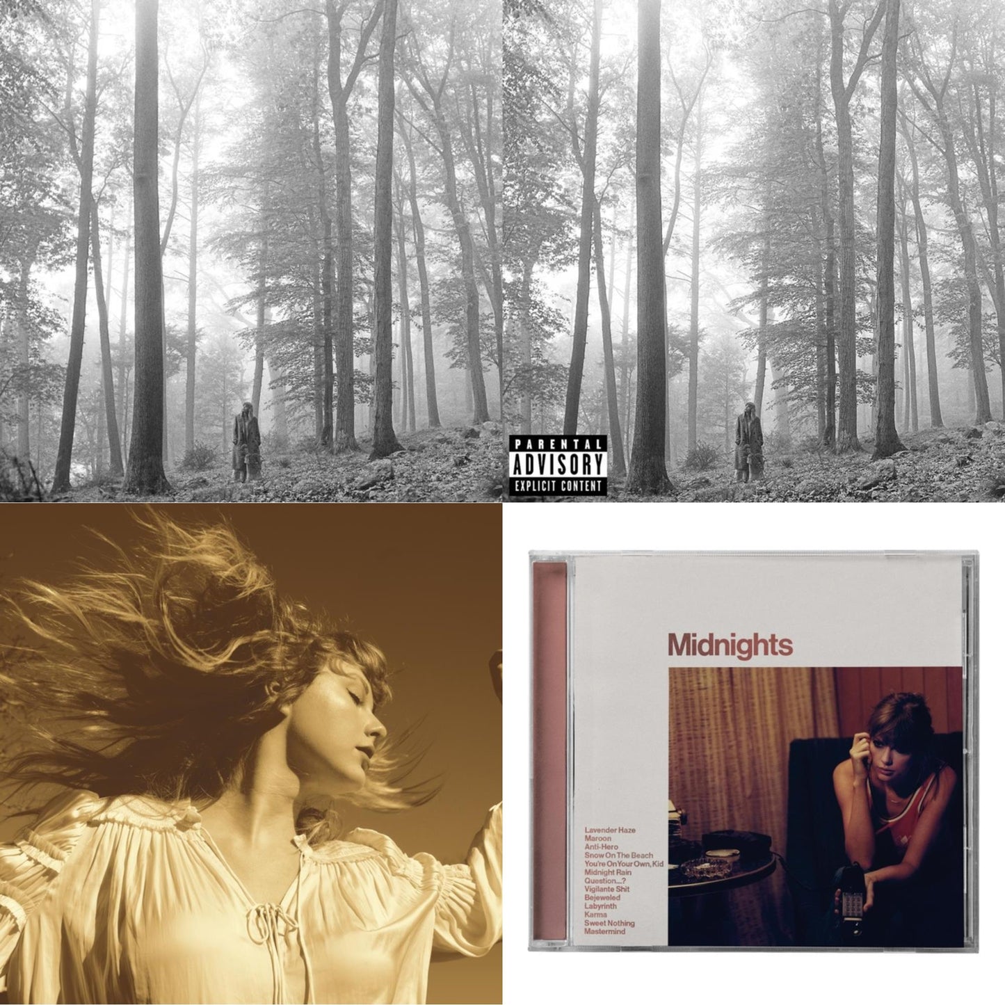 Taylor Swift - Folklore (Edited) & Folklore (X) & Fearless (Taylor's Version) (2CD) & Midnights (X) (Blood Moon CD)