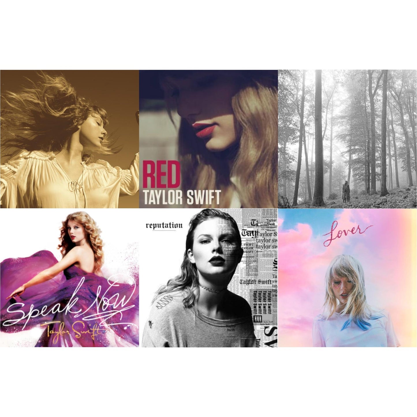 Taylor Swift - Folklore (Edited) & Fearless (Taylor's Version) (2CD) & Speak Now & Red & Lover (Deluxe) (Version 1) & Reputation