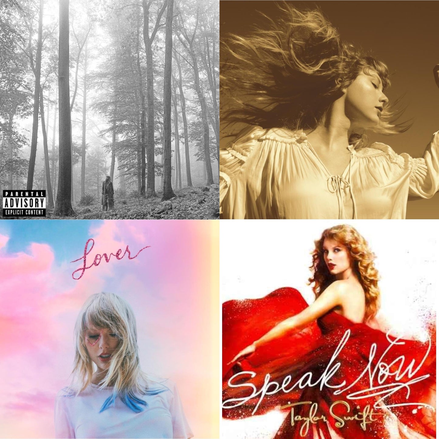 Taylor Swift - Folklore (X) & Fearless (Taylor's Version) (2CD) & Lover (Deluxe) (Version 4) & Speak Now