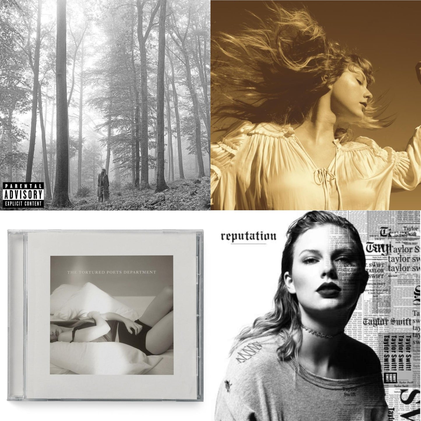 Taylor Swift - Folklore (X) & Fearless (Taylor's Version) (2CD) & Tortured Poets Department (X) (Manuscript- Bonus Track) & Reputation
