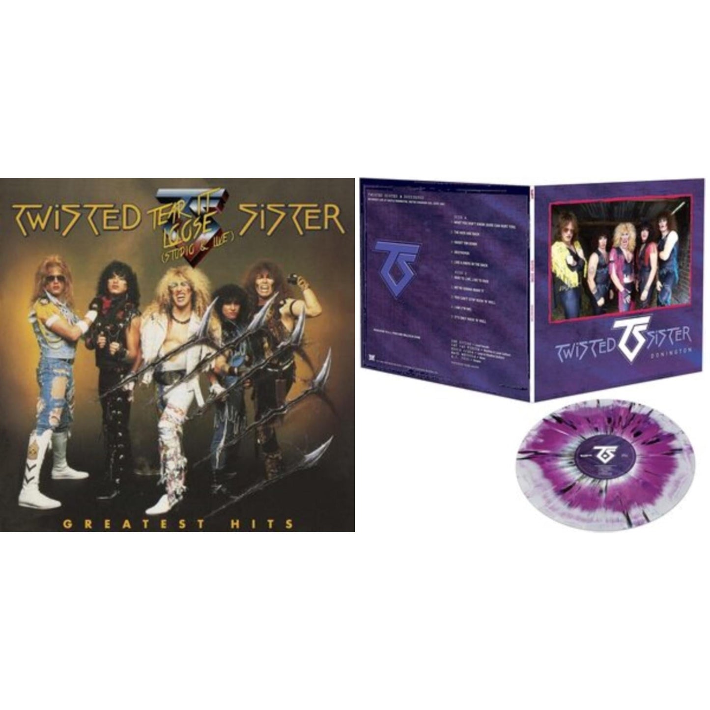 Twisted Sister - Greatest Hits -Tear It Loose - Atlantic Years - Studio & Live (Translucent Gold LP Vinyl/Limited) & Donington (Purple, Black & White Splatter LP Vinyl)