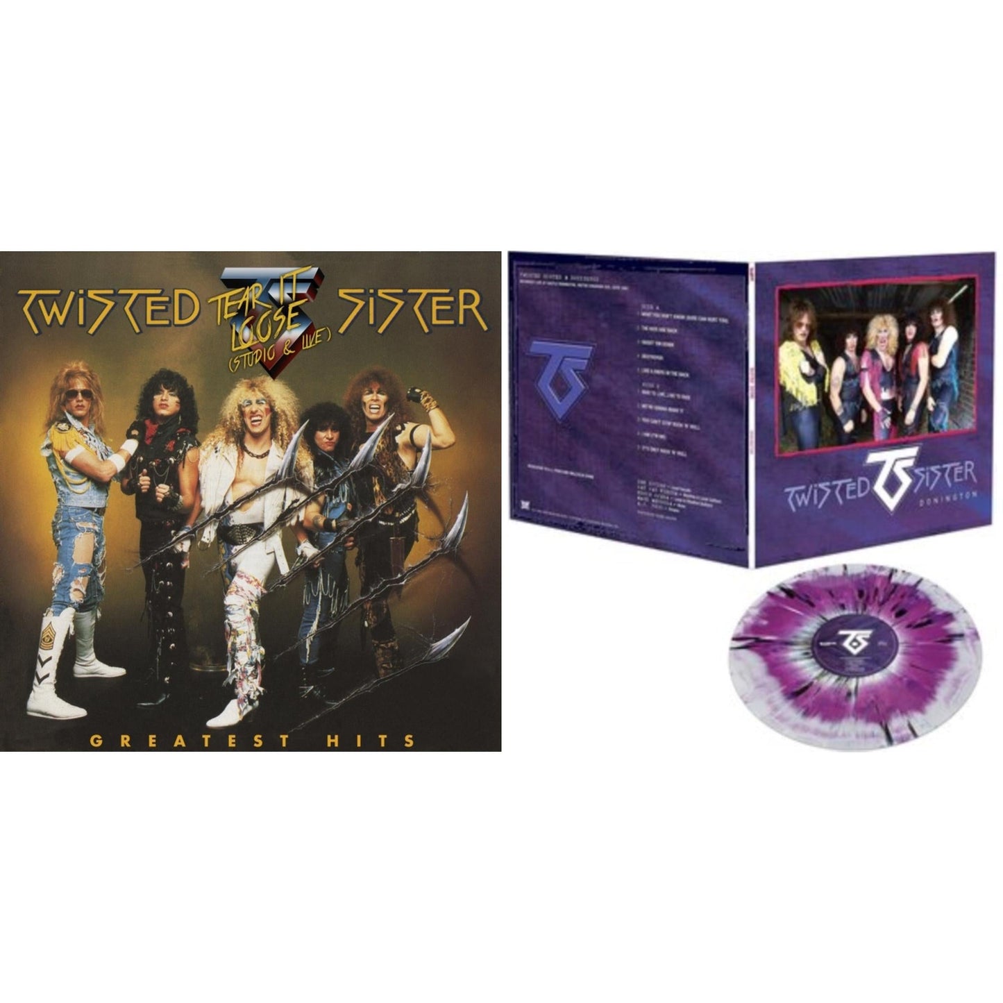 Twisted Sister - Greatest Hits -Tear It Loose - Atlantic Years - Studio & Live (Translucent Red LP Vinyl/Limited) & Donington (Purple, Black & White Splatter LP Vinyl)