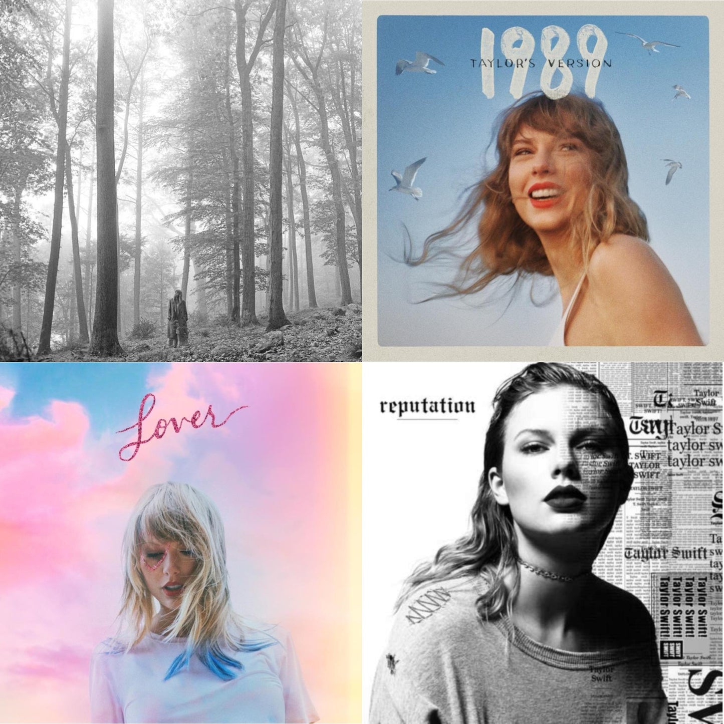 Taylor Swift - Folklore (Edited) & 1989 (Taylor's Version) & Lover (Deluxe) (Version 1) & Reputation - CD Bundle