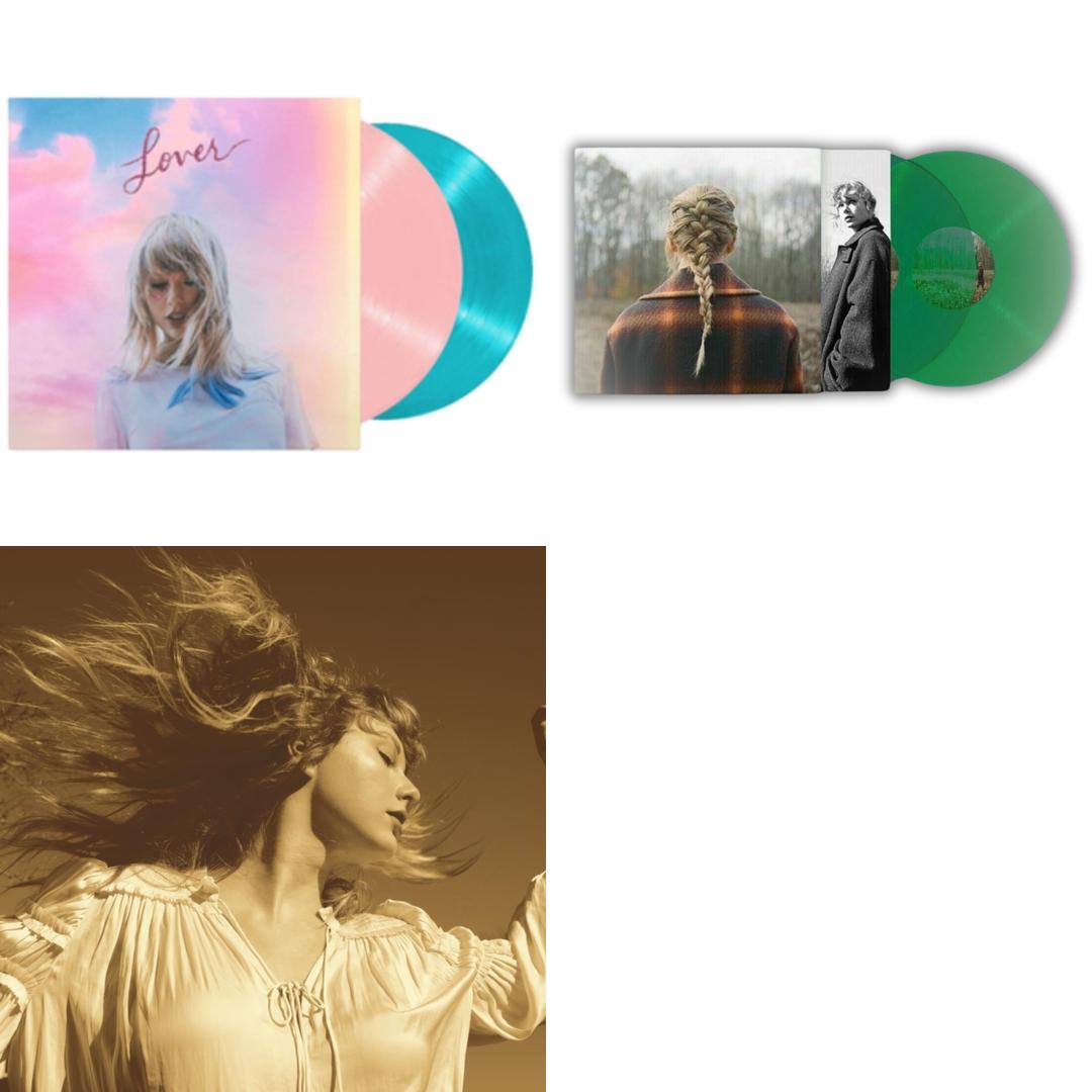 Taylor Swift - Taylor Swift - Evermore (Translucent Green Vinyl/2LP) & Fearless (Taylor's Version) (Gold Vinyl/3LP) & Lover