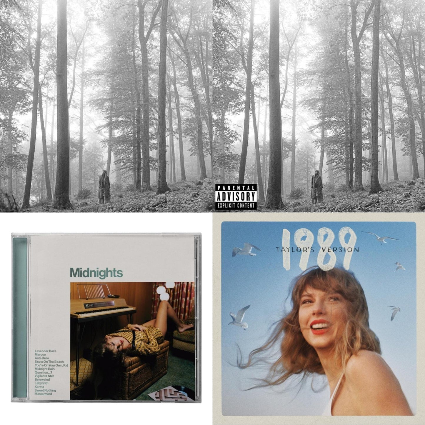 Taylor Swift - Folklore (Edited) & Folklore (X) & Midnights (X) (Jade Green CD) & 1989 (Taylor's Version)