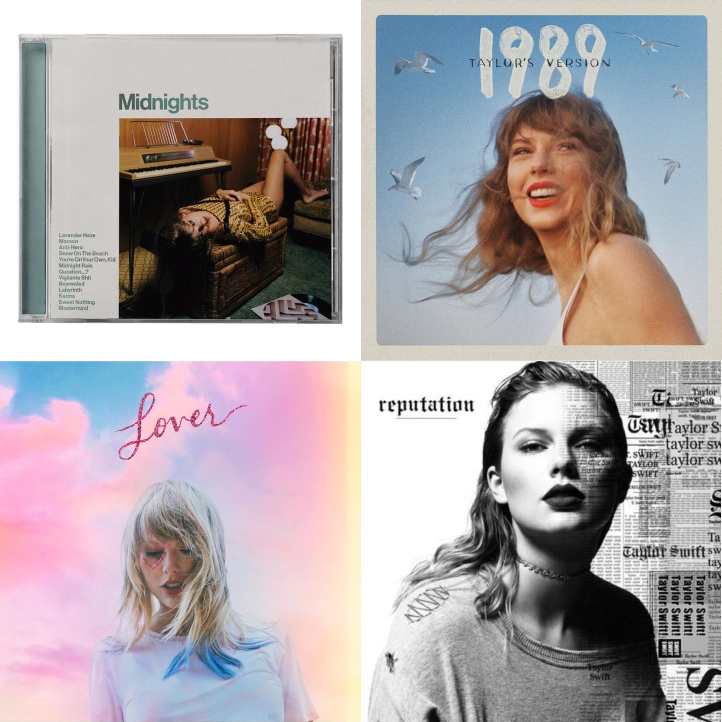 Taylor Swift - Midnights (X) (Jade Green CD) & 1989 (Taylor's Version) & Lover (Deluxe) (Version 4) & Reputation