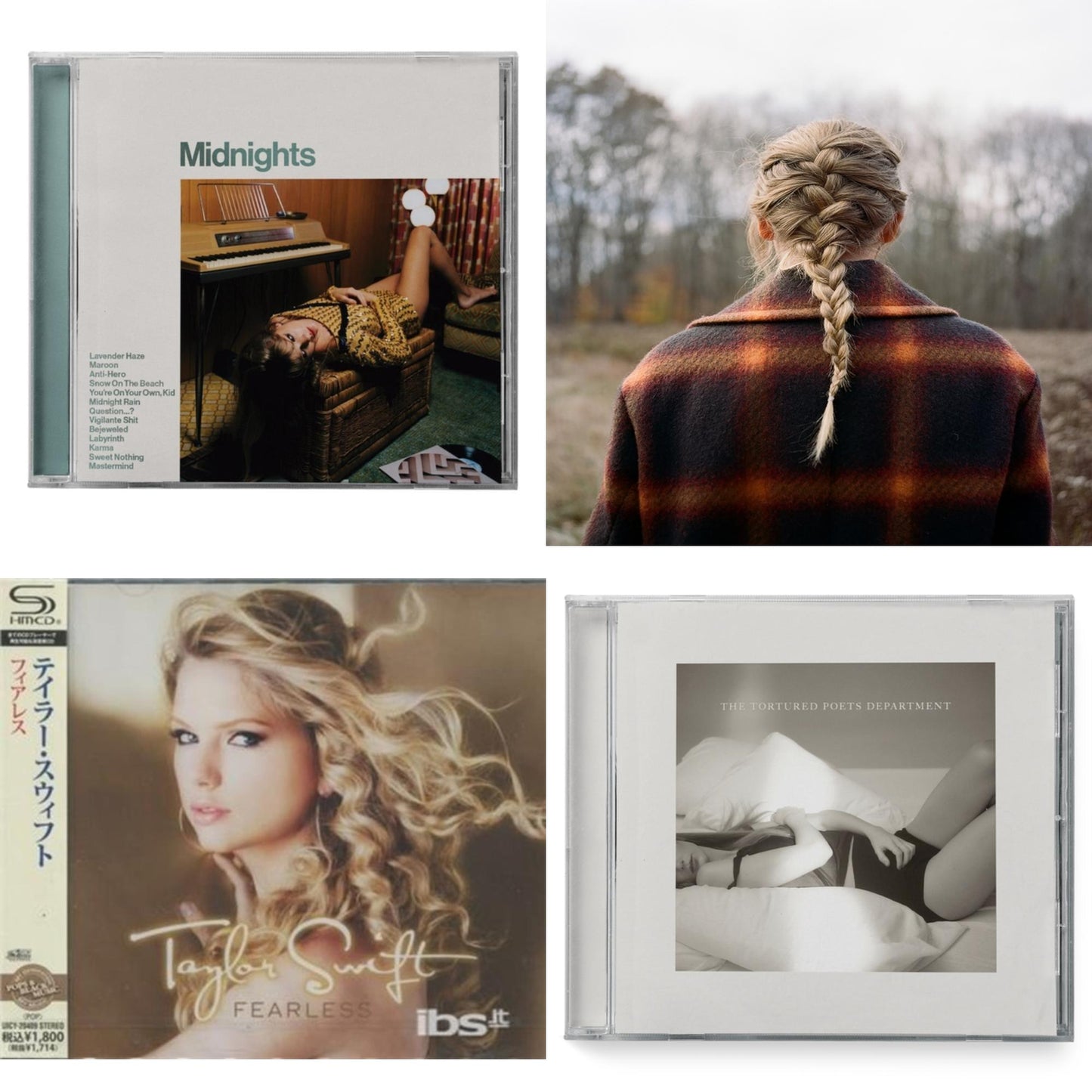 Taylor Swift - Fearless & Evermore (X) & Midnights (X) (Jade Green CD) & Tortured Poets Department (X) (Manuscript- Bonus Track)