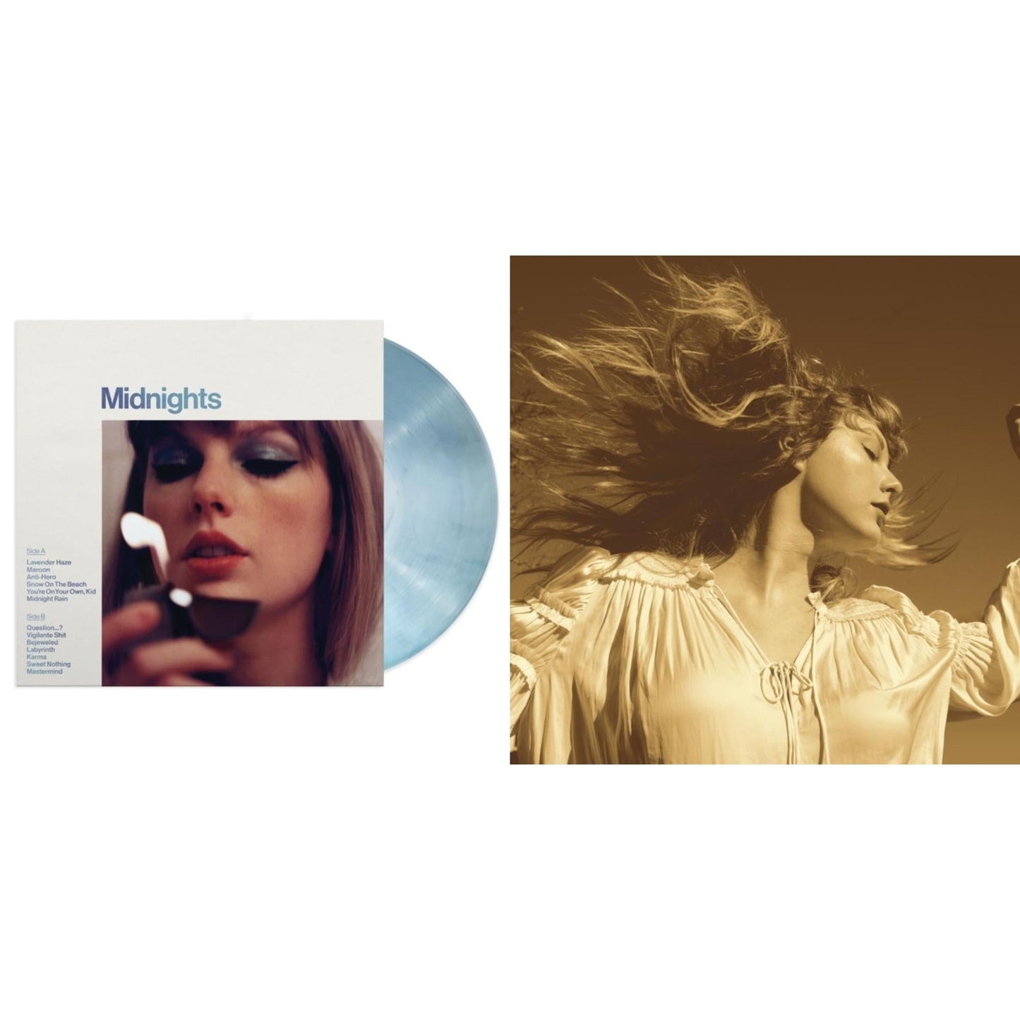 Taylor Swift - Fearless (Taylor's Version) (Gold Vinyl/3LP) & Midnights (X) (Moonstone Blue LP Vinyl)