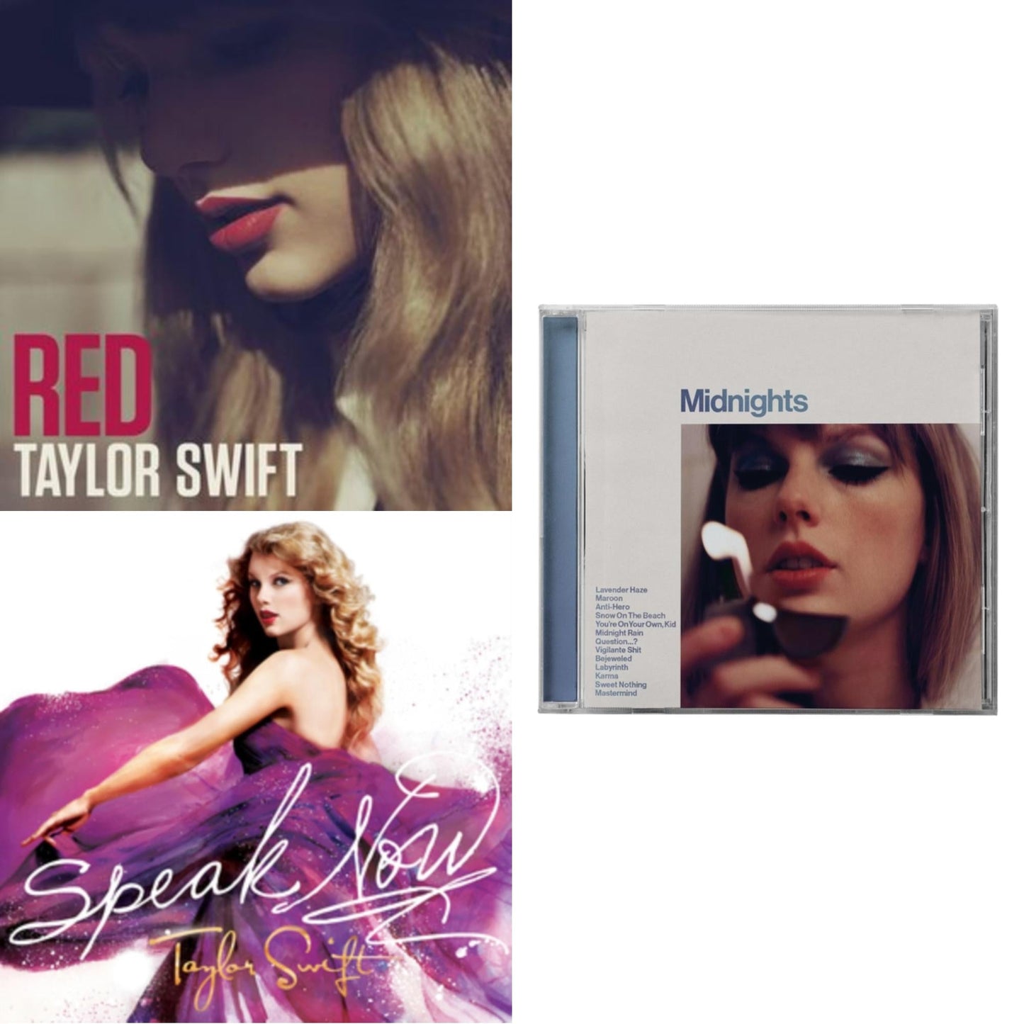 Taylor Swift - Midnights (X) (Moonstone Blue CD) & Speak Now & Red