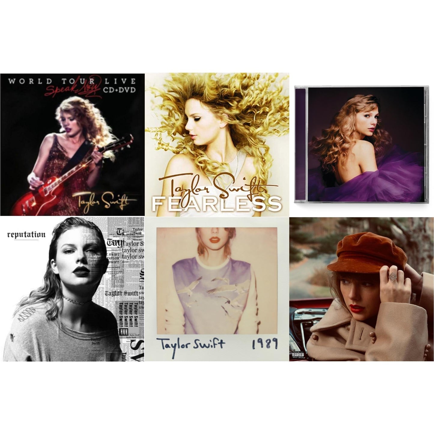 Taylor Swift - Red (Taylor's Version) (X) (2CD) & Speak Now (Taylor's Version) (2CD) & Speak Now World Tour Live (CD/DVD) & 1989 & Fearless & Reputation