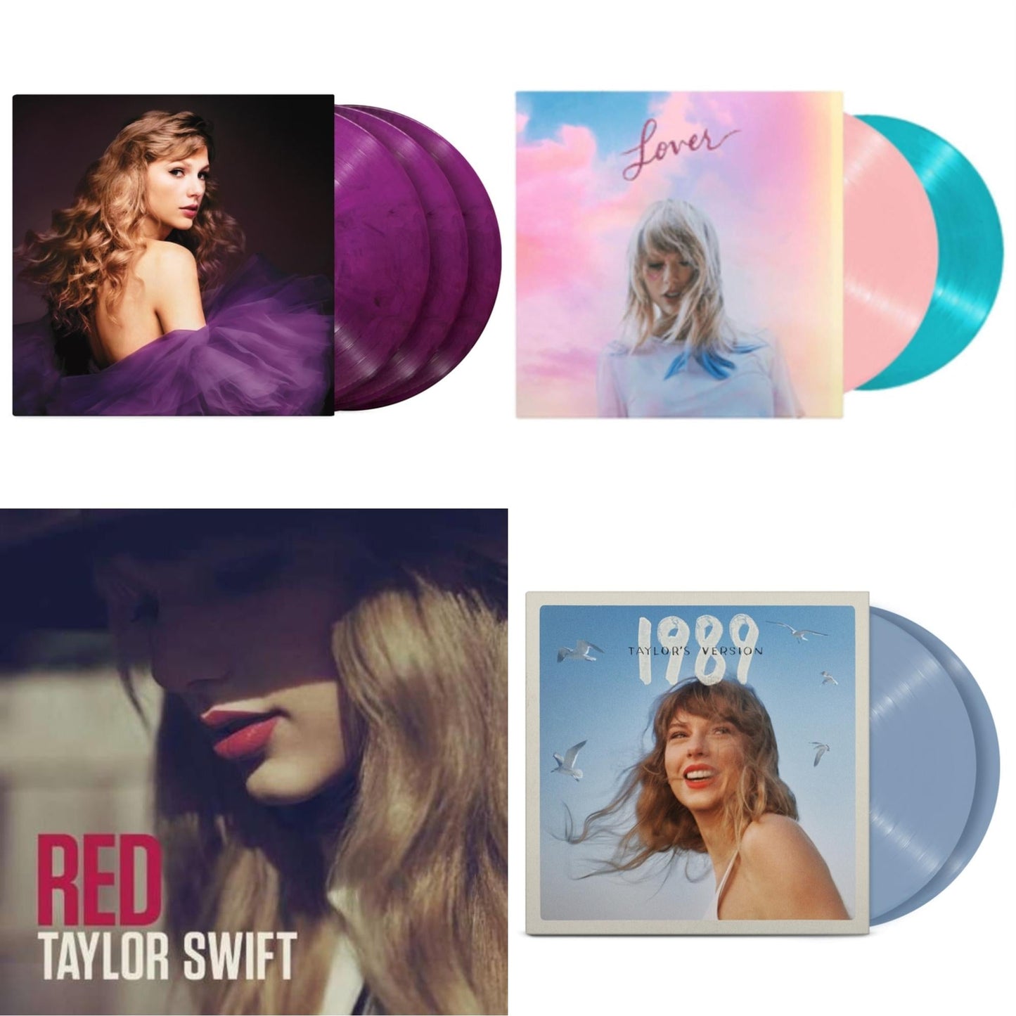 Taylor Swift - Speak Now (Taylor's Version) (Orchid Marbled Vinyl/3LP) & 1989 (Taylor's Version) (2LP/Crystal Skies Blue Vinyl) & Lover & Red