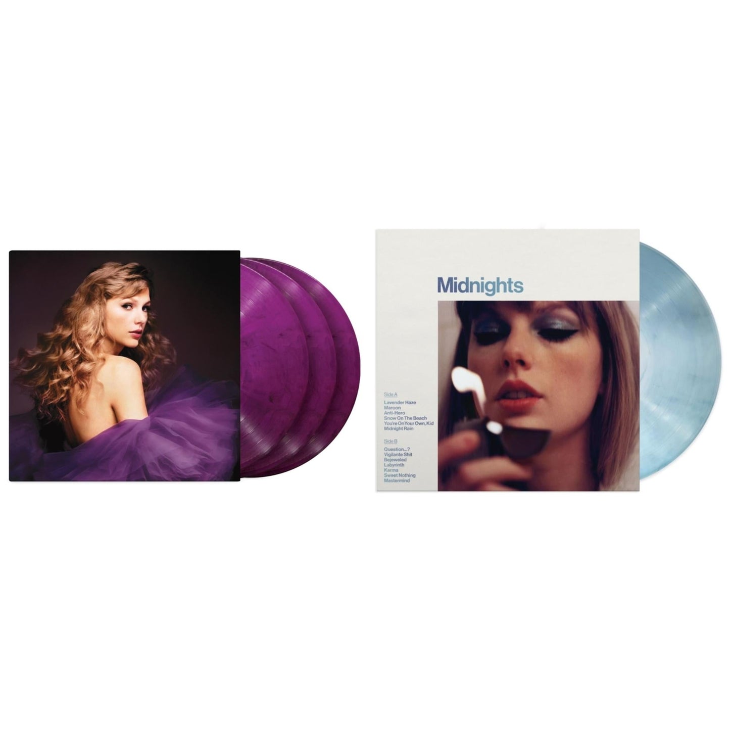 Taylor Swift - Midnights (X) (Moonstone Blue LP Vinyl) & Speak Now (Taylor's Version) (Orchid Marbled Vinyl/3LP)
