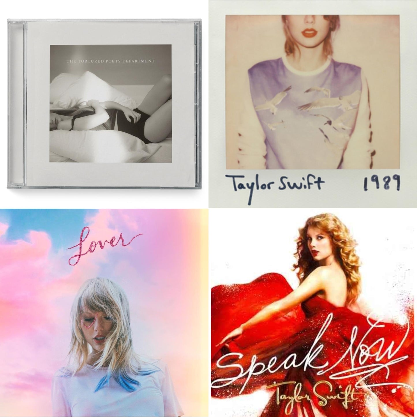 Taylor Swift - Tortured Poets Department (X) (Manuscript- Bonus Track) & 1989 & Lover (Deluxe) (Version 1) & Speak Now - CD Bundle
