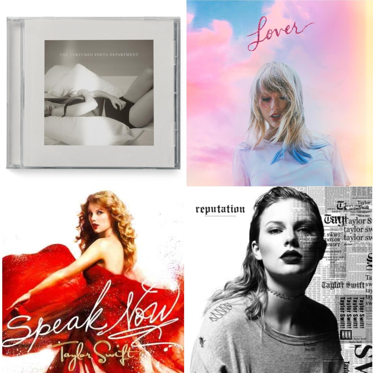 Taylor Swift - Tortured Poets Department (X) (Manuscript- Bonus Track) & Lover (Deluxe) (Version 4) & Speak Now & Reputation - CD Bundle