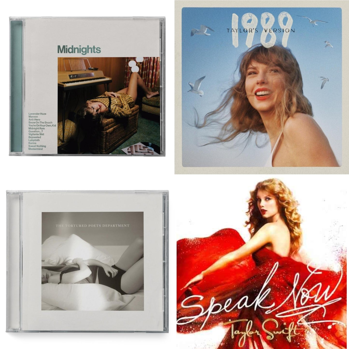 Taylor Swift - Midnights (X) (Jade Green CD) & 1989 (Taylor's Version) & Tortured Poets Department (X) (Manuscript- Bonus Track) & Speak Now