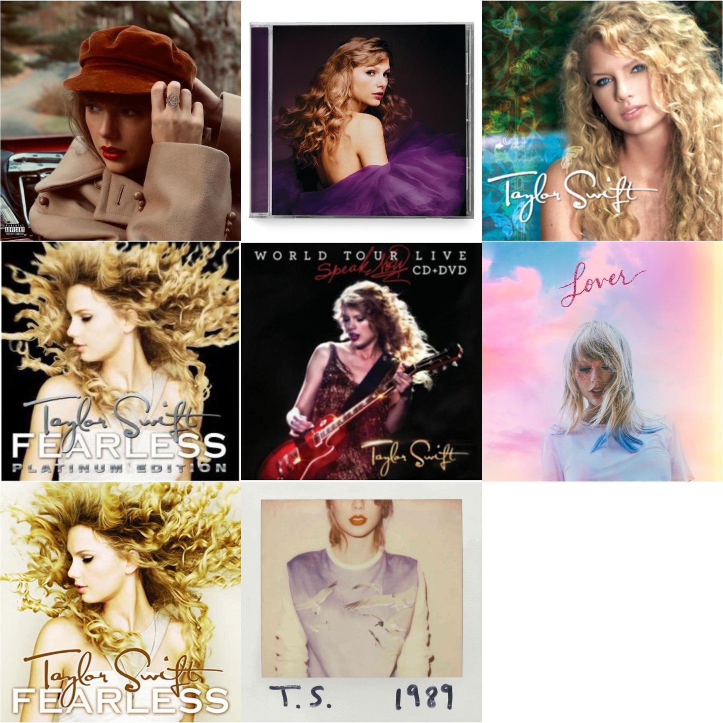 Taylor Swift - Red (Taylor's Version) (Edited) (2CD) & Speak Now (Taylor's Version) (2CD) & Taylor Swift & Fearless & Speak Now World Tour Live (CD/DVD) & Lover (Deluxe) (Version 2) & Fearless & 1989