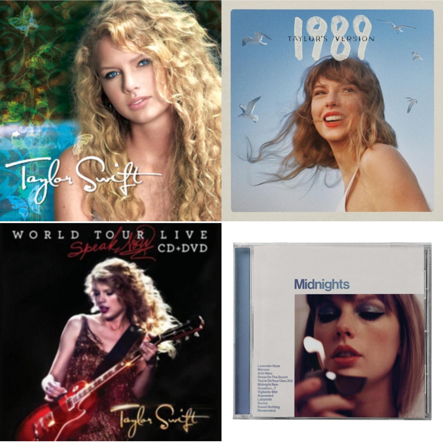 Taylor Swift - Midnights (X) (Moonstone Blue CD) & 1989 (Taylor's Version) & Taylor Swift & Speak Now World Tour Live (CD/DVD)