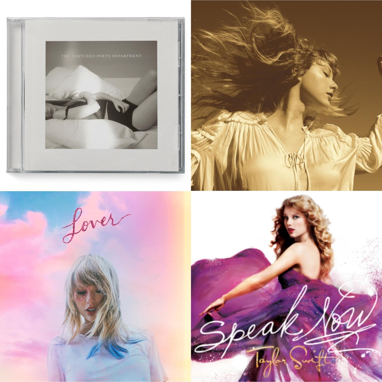 Taylor Swift - Fearless (Taylor's Version) (2CD) & Tortured Poets Department (X) (Manuscript- Bonus Track) & Speak Now & Lover (Deluxe) (Version 4)