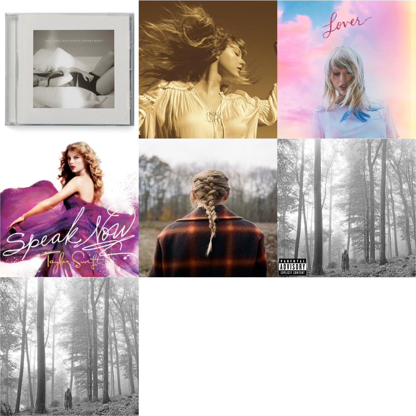 Taylor Swift - Folklore (Edited) & Folklore (X) & Evermore (X) & Fearless (Taylor's Version) (2CD) & Tortured Poets Department (X) (Manuscript- Bonus Track) & Speak Now & Lover (Deluxe) (Version 4)