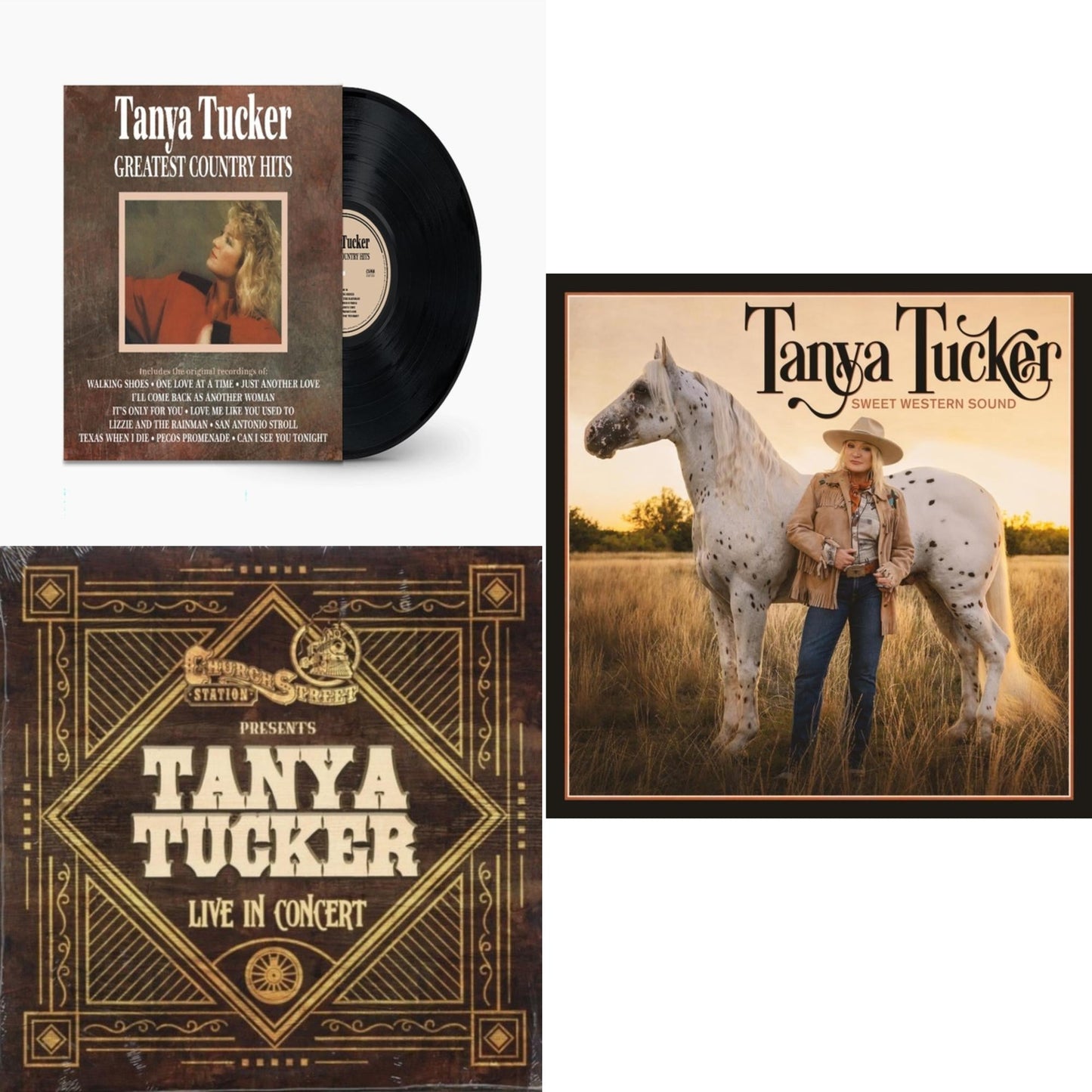 Tanya Tucker - Greatest Country Hits & Live At Church Street Station & Sweet Western Sound - LP Vinyl Bundle