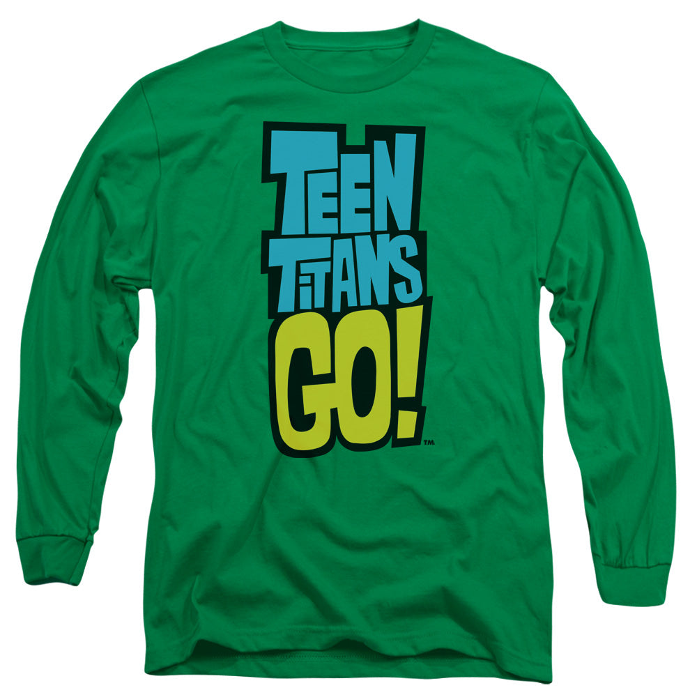 Teen Titans Go Logo Mens Long Sleeve Shirt Kelly Green Officially Licensed