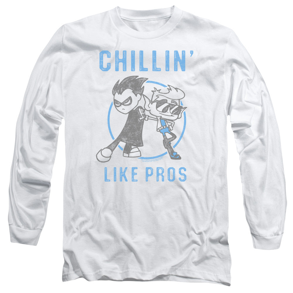 Teen Titans Go Like Pros Mens Long Sleeve Shirt White Officially Licensed