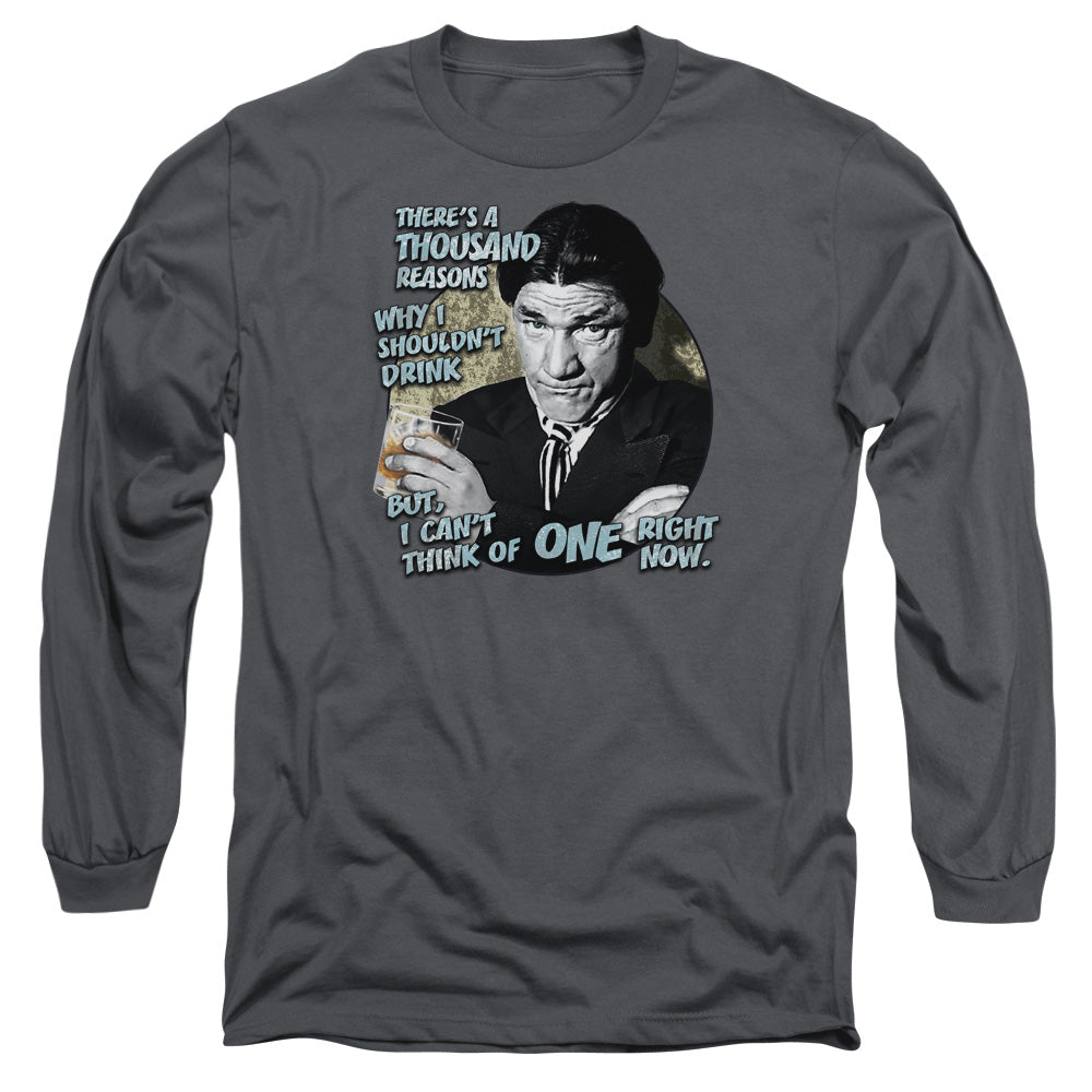Three Stooges Drink Mens Long Sleeve Shirt Charcoal Officially Licensed