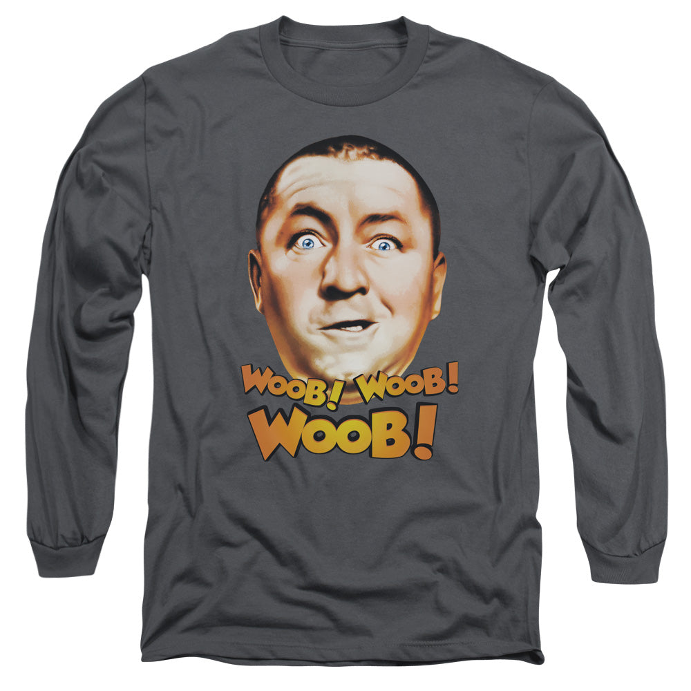 Three Stooges Woob Woob Woob Mens Long Sleeve Shirt Charcoal Officially Licensed